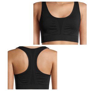 NWT Avia Women Active Wear Racerback Fashion Black Stretchy Sports Bra SZ Large